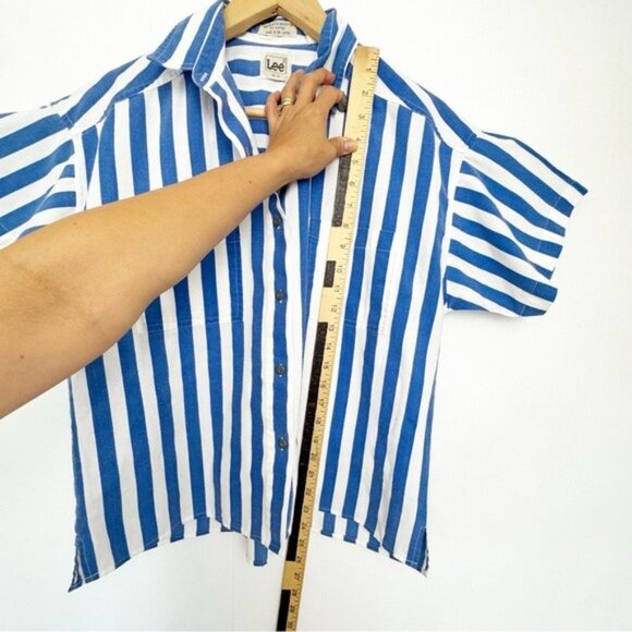 Lee Blue & White Striped Resort Shirt Relaxed boxy fit 1size 0 - Picture 7 of 10